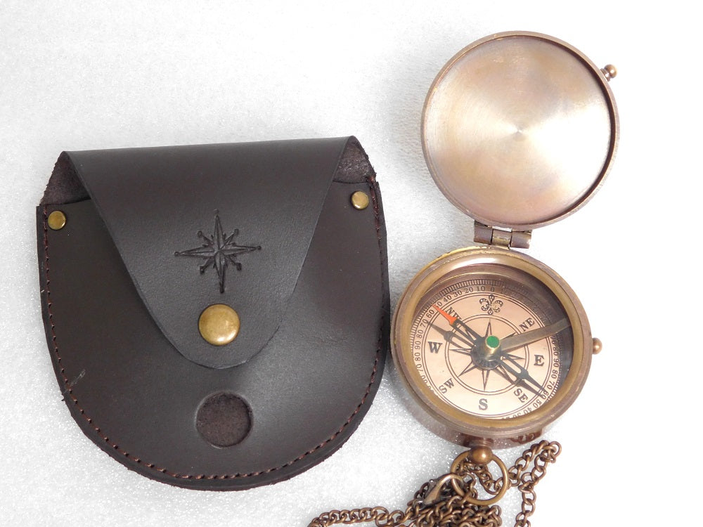 Brass compass open