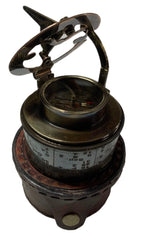 Drum Sundial Compass open to show dual functionality as both a compass and sundial.