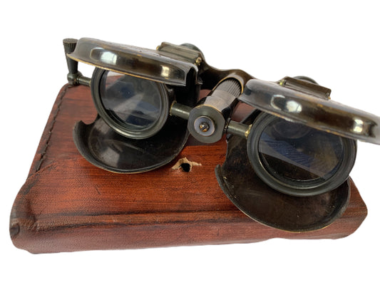 Folding Brass Binoculars with leather case