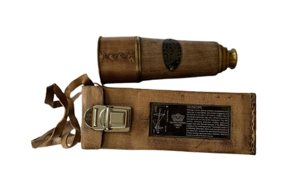 Handcrafted antique brass & leather telescope with leather case
