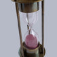 1 Minute Pink Antique Sand Timer with three brass rods with encased compass